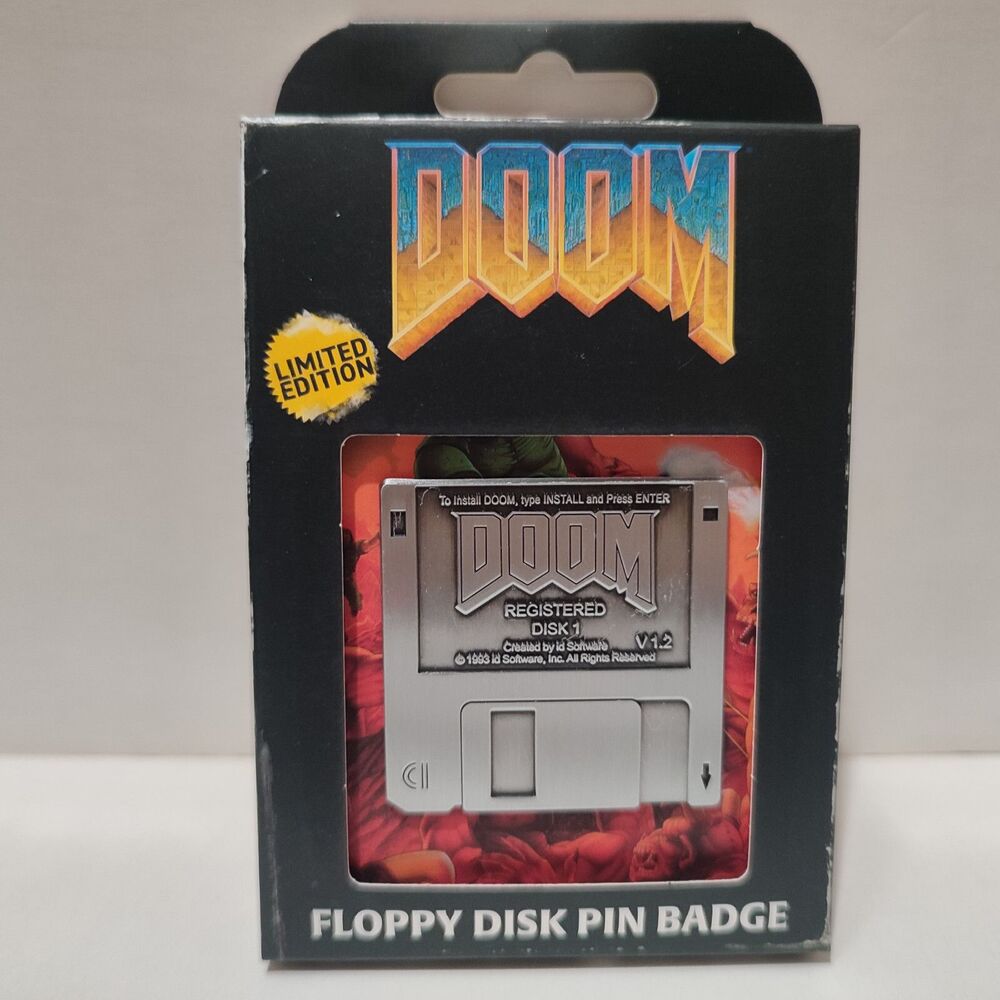 Doom Floppy Disk Limited Edition Enamel Pin Official Bethesda Collectible Badge